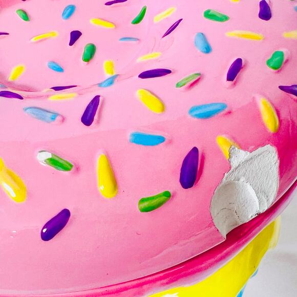 Coco + Lola Donut Cookie Jar Colorful Stack of Donuts Ceramic Kitchen Decor Used - Picture 8 of 9